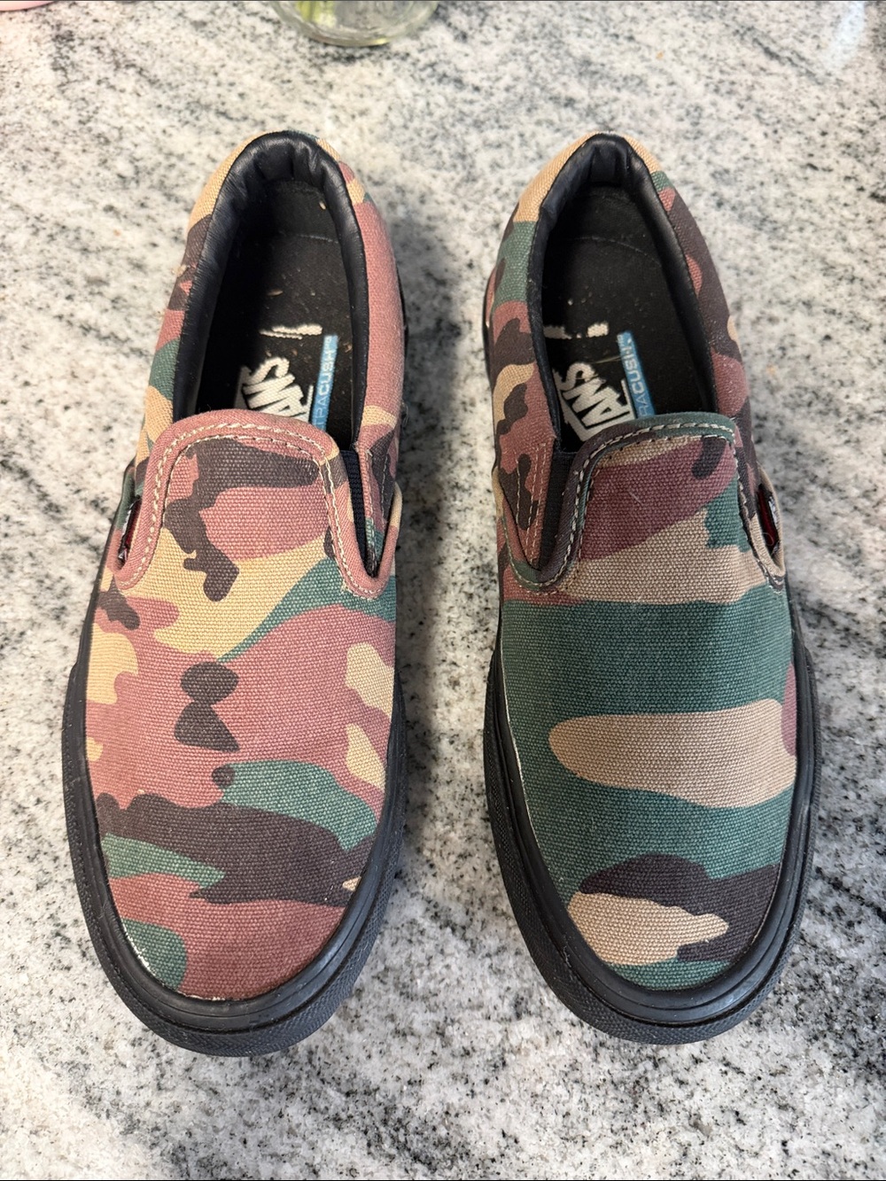 Vans men’s  Slip-On Sneakers in Camouflage Green Brown